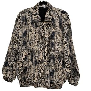 VTG‎ Fuda International Women's M 100% Silk Bomber Jacket Animal Abstract Print